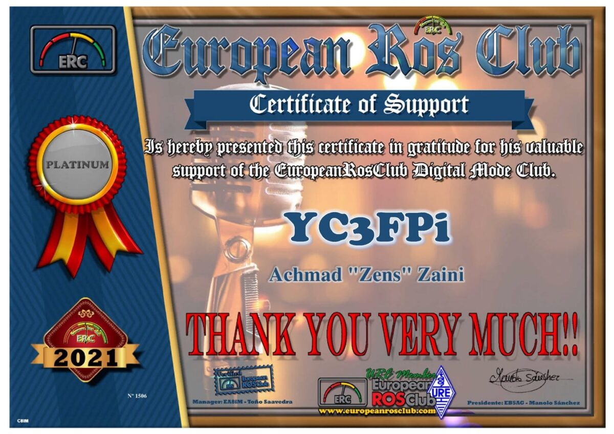 Certificate of Support YC3FPI from ERC